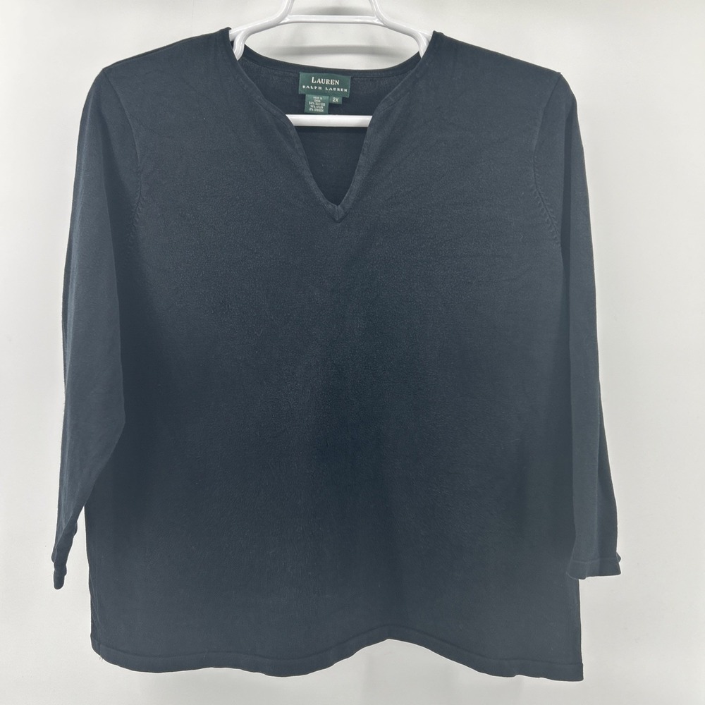 Lauren Ralph Lauren Silk Sweater Women's XXL Plus 2X Charcoal Black Top Shirt